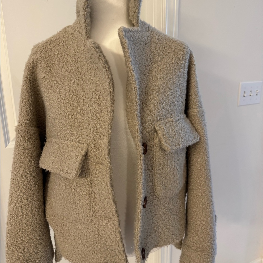 Carly Jean Los Angeles Tan Bomber Jacket